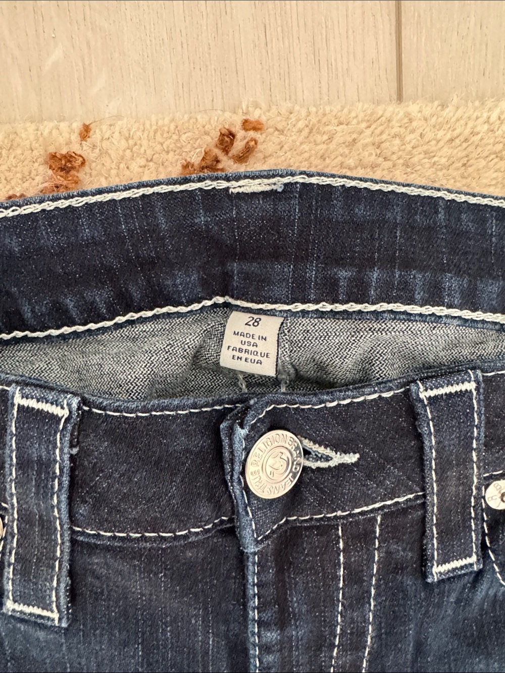True Religion Dark Indigo Bootcut Jeans with Contrast Stitching - Picture 4 of 5